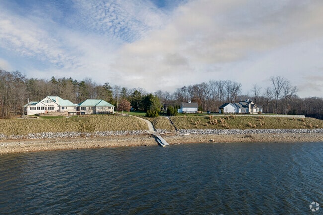 Large waterfront homes line the shores of Hoover Reservoir in Genoa Township, Ohio.