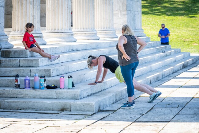 Enjoy outdoor Yoga sessions at the scenic Music Temple, Providence, RI.