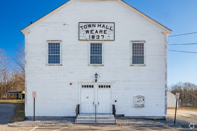 The original town hall still stands at the center of Weare.