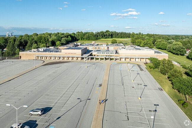 The layout of Owen J Roberts Middle School is low and spread out over several acres.