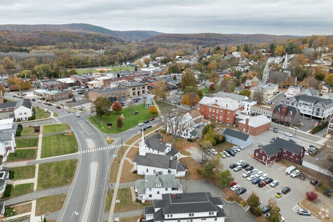 Downtown New Milford features historic buildings and scenic streetscapes.