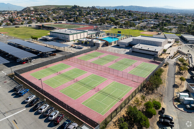 Tennis courts at Schurr High School in Montebello, Ca.