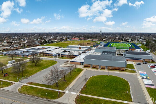 Aerial view of Crestwood High School.