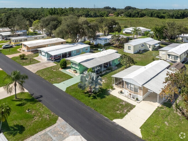 The manufactured home section of Maranatha Village has rows of well kept, colorful homes.