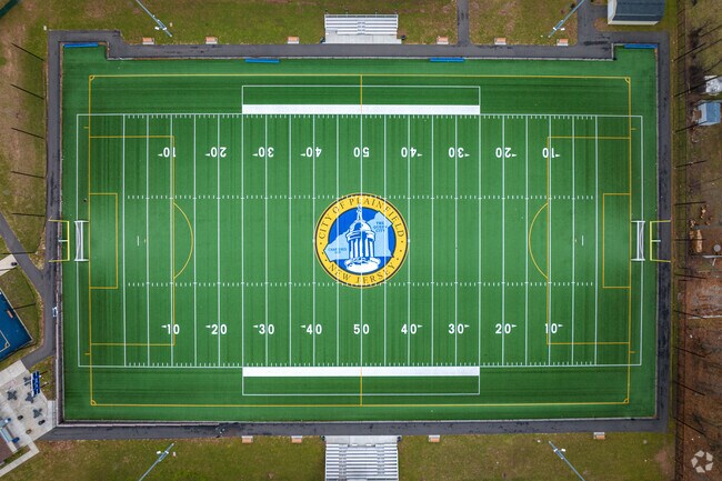 A look-down view of the athletic field at Rushmore Recreational Complex in Plainfield, NJ.
