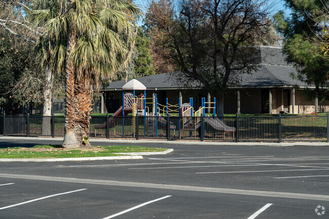 The playground at Legacy Christian Academy is located right in front of the school.