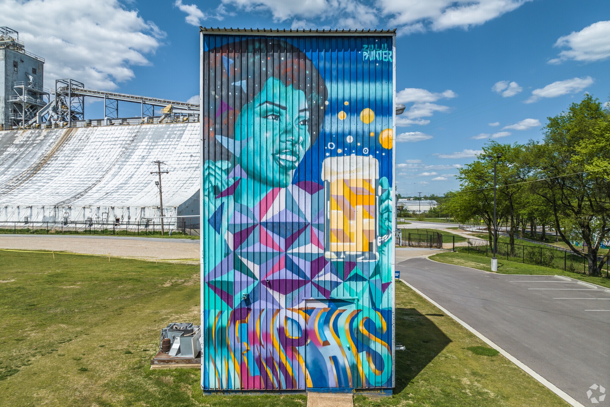 You can find this Mural at Grind City Brewing Company by Zulu Painter in North Memphis.