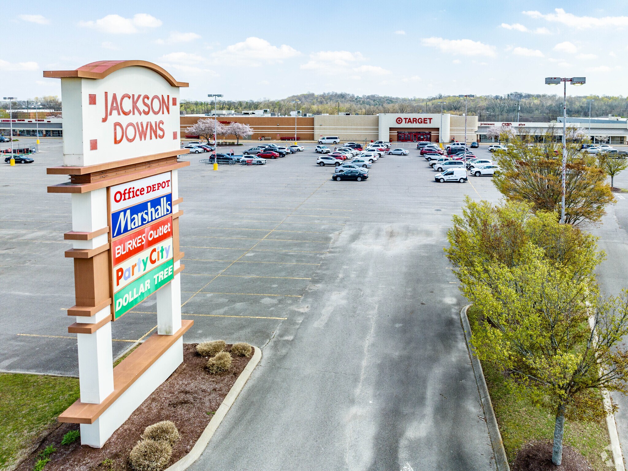 Aerial view of Jackson down shopping center