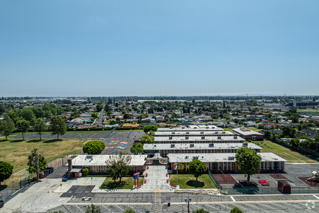 An aerial view of the campus at Ada S. Nelson Elementary School in Whittier.