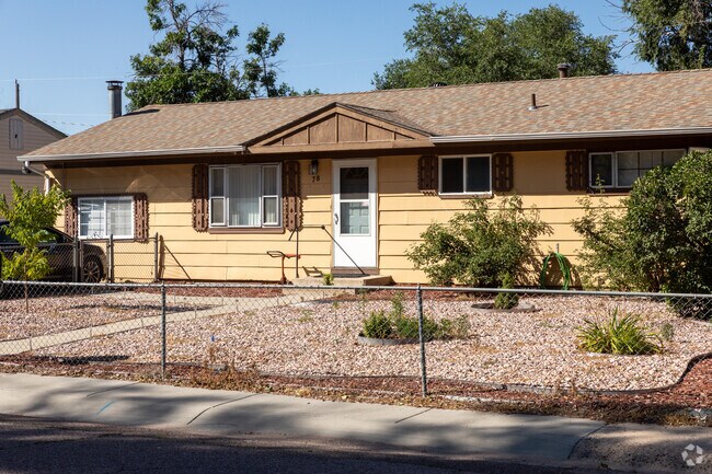 A classic ranch-style home in Fountain Valley Ranch features a xeriscaped yard.