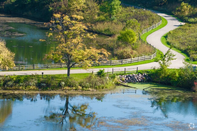 Enjoy a scenic walk along the water in Lakewood Forest Preserve in Southeast Wauconda.