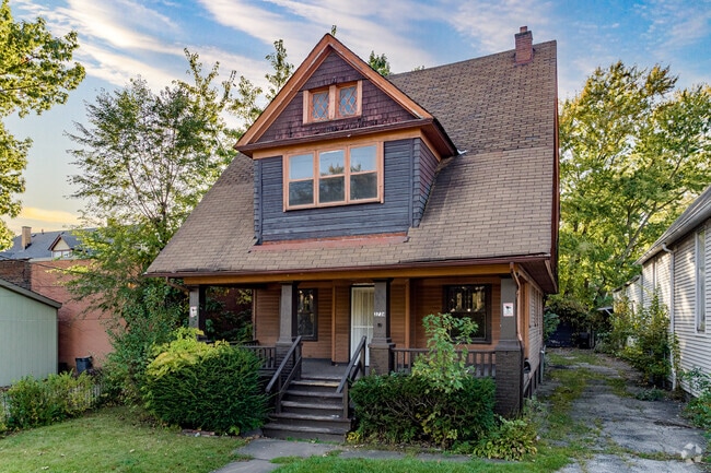 Older homes with unique rooftops stand out in Slavic Village.