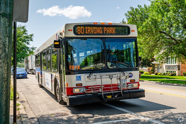 Buses run regularly on the main streets of Irving Woods.