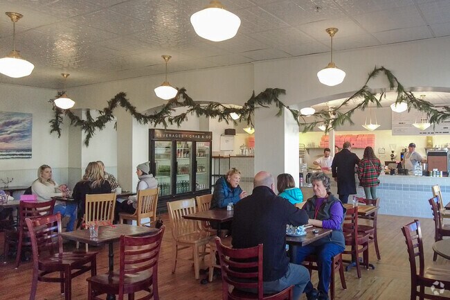 Friends gather at Bev's Cafe and Diner in Kennebunk.