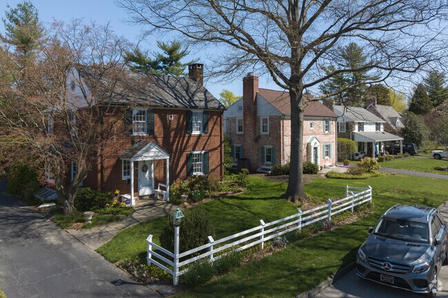 Brick colonial homes line the streets of Flourtown.