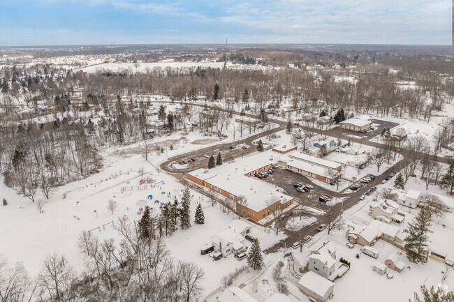 A view of Dimondale Elementary School and its playground.