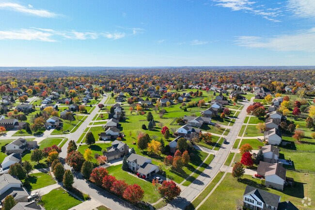 Aerial view of a beautiful residential area in Liberty neighborhood.