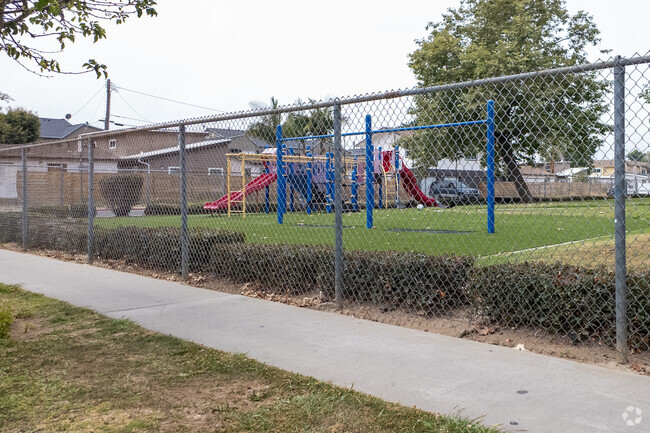 Most of Pomona School is gated for child security.