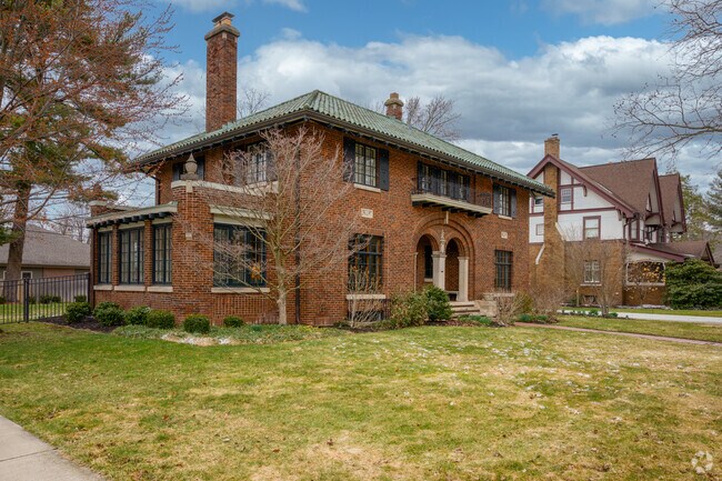 This brick Georgian is an example of the diverse architecture in the Historic District.