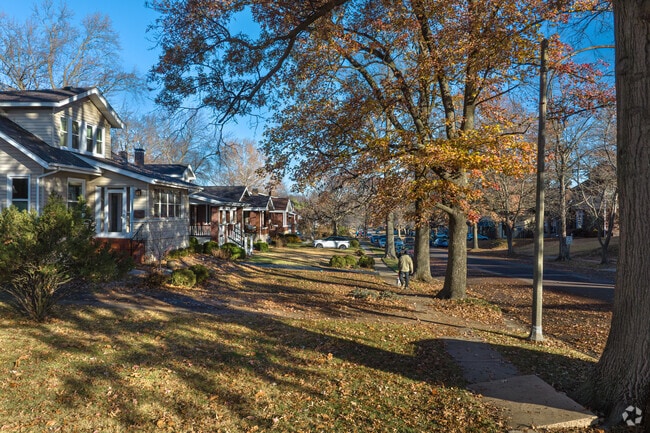 Sycamore Hills streets are lined with cottages and mature trees.