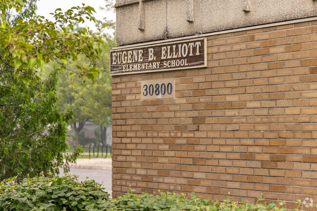 Elliott Elementary School building signage in the city of Westland.