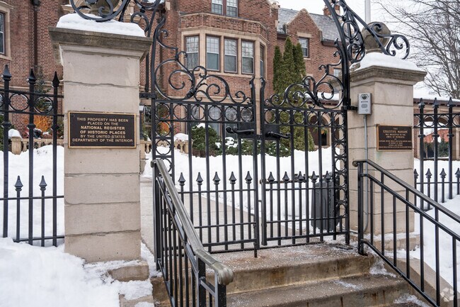 Historical marker in front of the gate to the Governor's Mansion in Summit Hill.