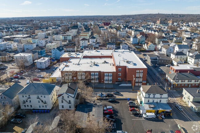 Aerial view of Calcutt Middle School in Central Falls, RI.