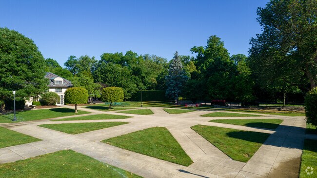 Columbus School For Girls in Bexley has a large courtyard with several walking paths.