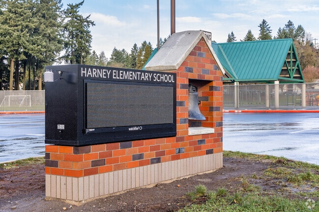 Harney Elementary School has a marquee to inform the community of school events in Vancouver.