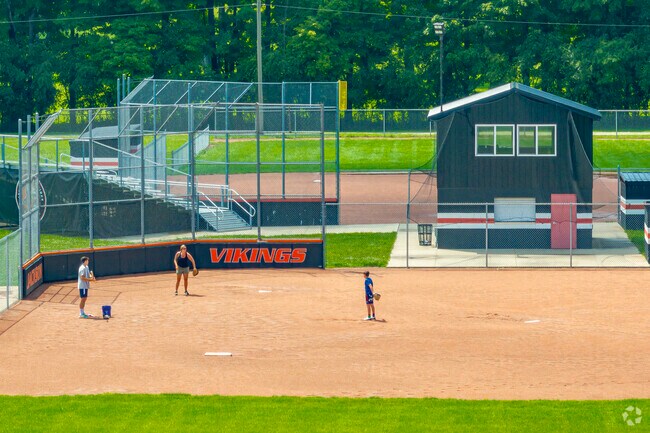 The baseball field at the middle school at Parkside regularly hosts Jackson Vikings ball games.