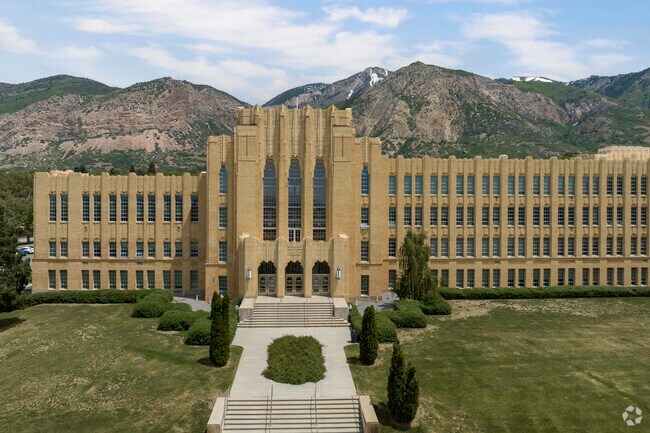 Ogden High School looks like a grand cathedral in the mountains in South Ogden.