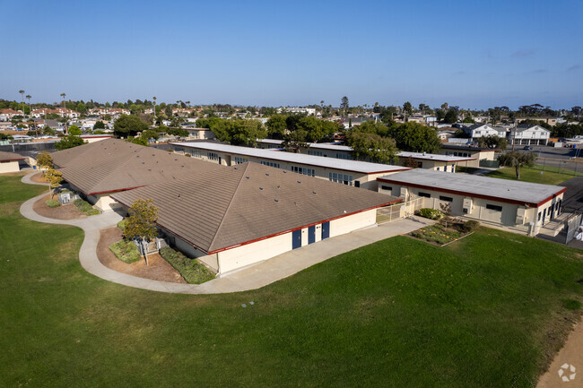 The ranch style buildings of Laurel Elementary School in Oceanside.