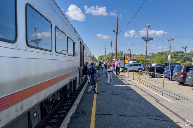 The Dellawanna NJ Trainsit station takes Rosemmawr commuters to and from NYC.