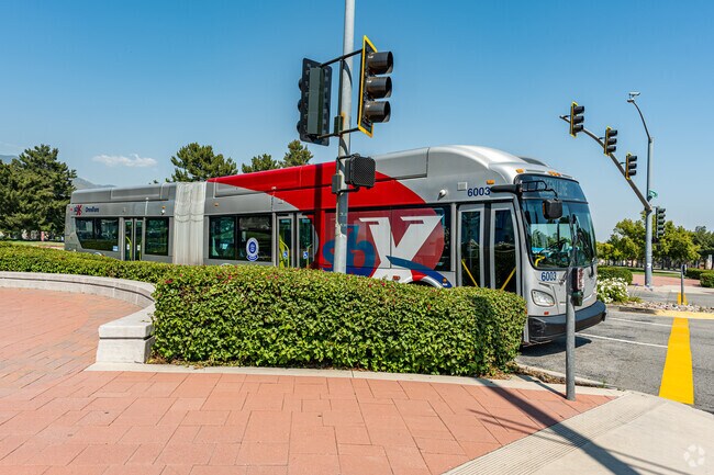 University residents can catch a bus that frequently picks up and drops off from CSUSB.