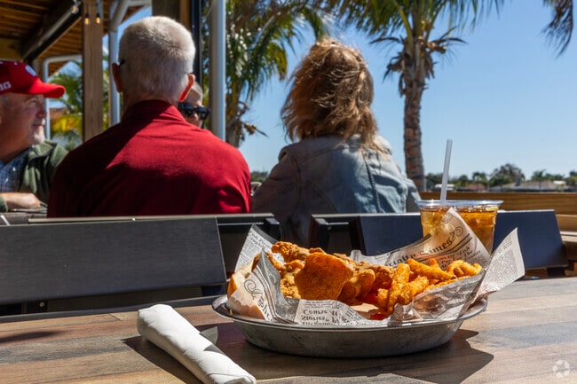 The grouper Po' Boy is a can't miss at Finn's Dockside in Apollo Beach.