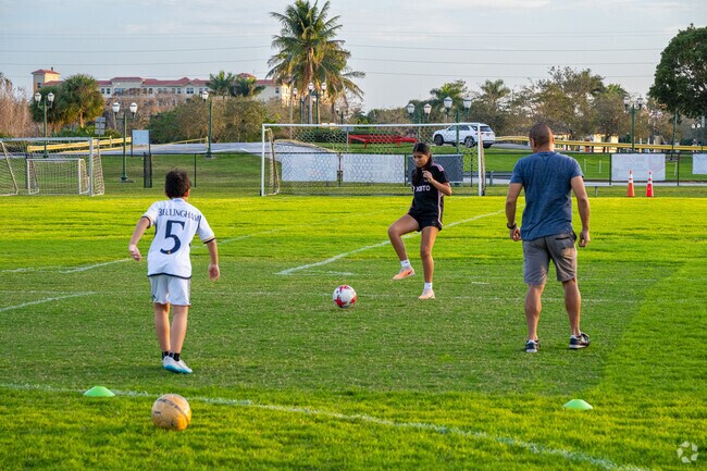 Soccer training at Sunset Lakes is always a good way to spend time with your kids.