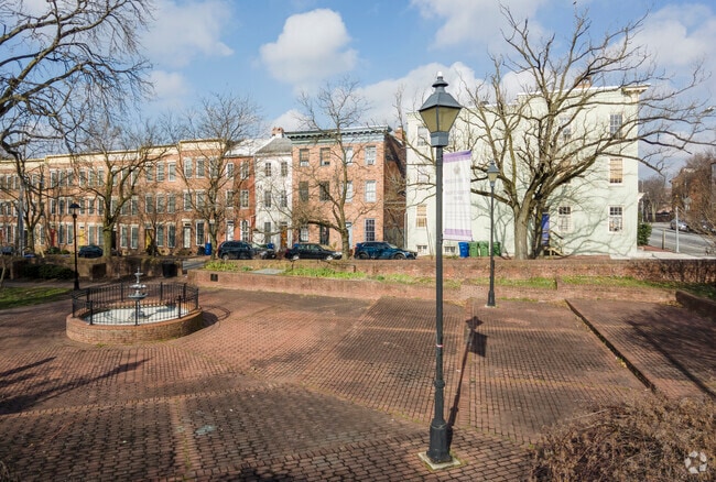 A small fountain sits in the center of St. Mary's Park in Seton Hill.