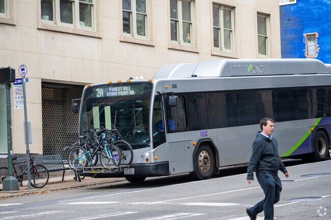 City busses connect Piney Knolls locals to Downtown Richmond.