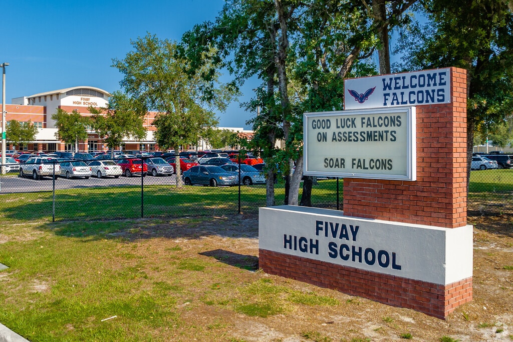 Fivay High School in Bayonet Point is home of the Falcons.