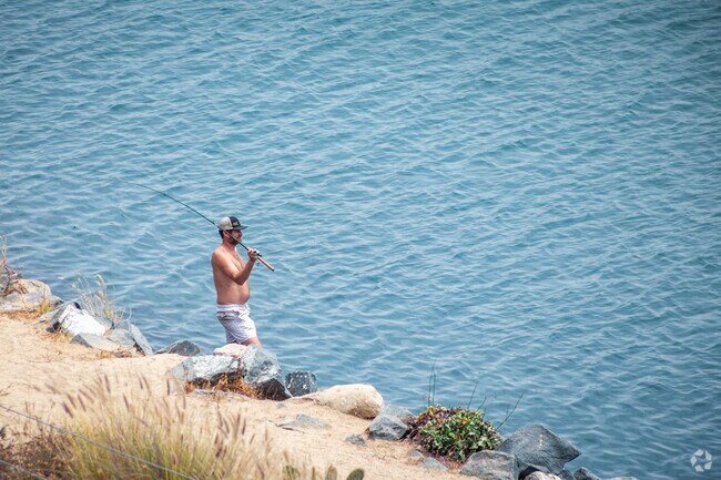 Cast your line into the calm waters of the Agua Hedionda Lagoon near North Beach.