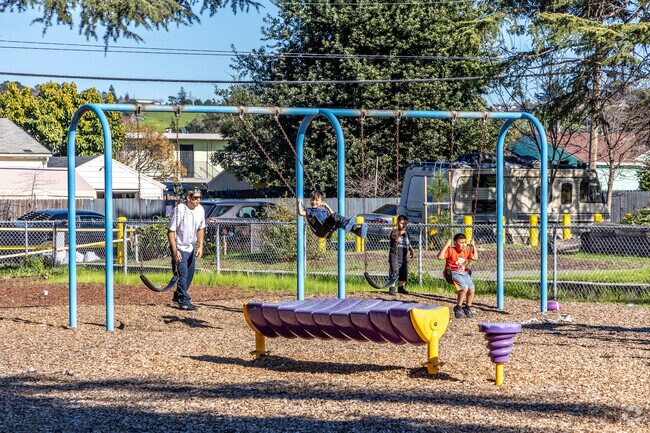 The play structure at Arroyo Viejo park offers kids loads of fun located in Eastmont.