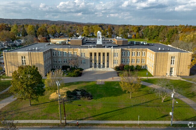 The beautiful front entrance of Sedgwick Middle School.