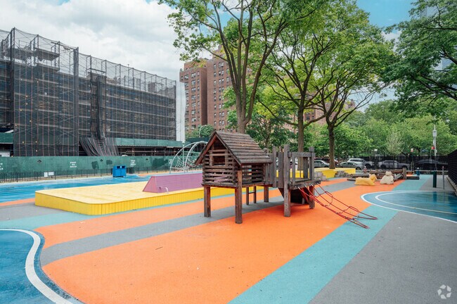 The brand new, state-of-the-art playground at PS 126 is half an acre in size.