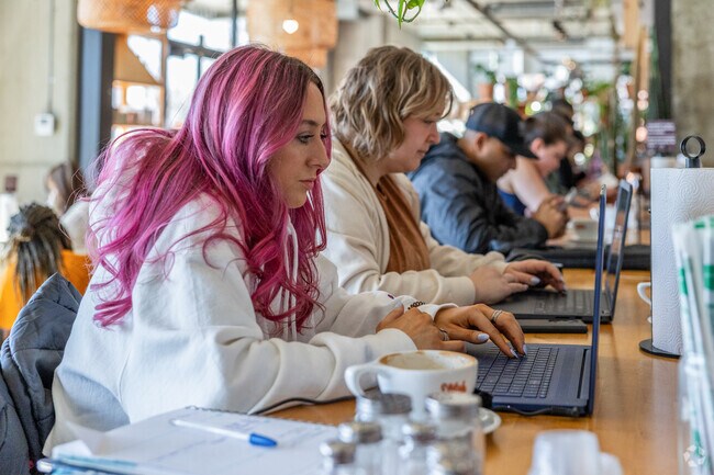 Students often study at Stitch, a cozy café in the Arts District.