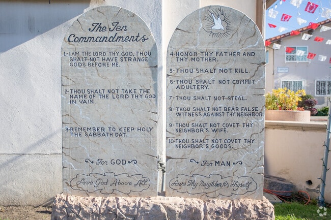 Students are reminded daily of the 10 commandments at St Joachim in Hayward.