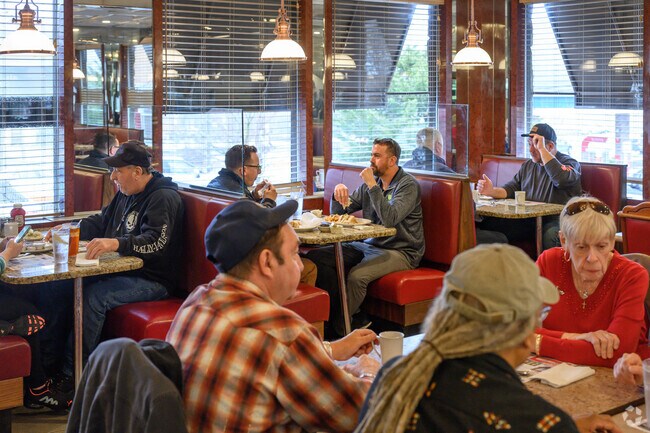 The Goshen Plaza Diner is bustling with activity at all hours of the day.