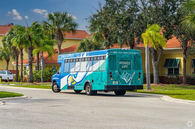 FGCU shuttles pass by Miromar Lakes to Gulf Coast Town Center.