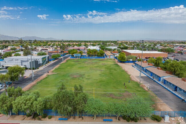 Football / Soccer field at NFL Yet College Prep Academy / Reyes Maria Ruiz Leadership Academy.