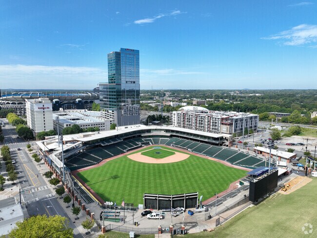 The Charlotte Knights play baseball at Truist Stadium in Second Ward, Charlotte, NC.