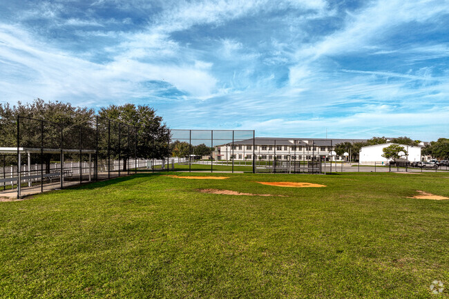 Home base view of Harmony Community Schools baseball field.